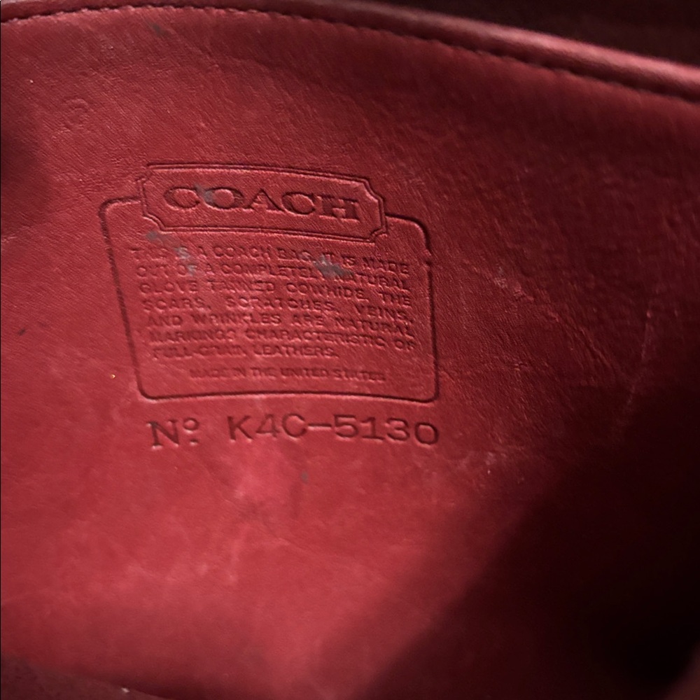 Vintage Coach Station Bag 5130 Rare Red Leather Authentic STAINED DISCOLORED - Picture 8 of 10